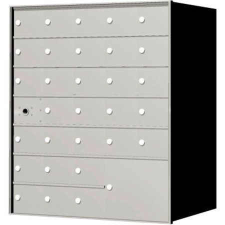 FLORENCE MFG CO Florence 4B+ Horizontal Mailbox, 38-13/16" H, 30 Mailboxes, 1 Parcel, Front Load, USPS 140075PLA
